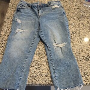 Classic Blue Distressed Women's Capris